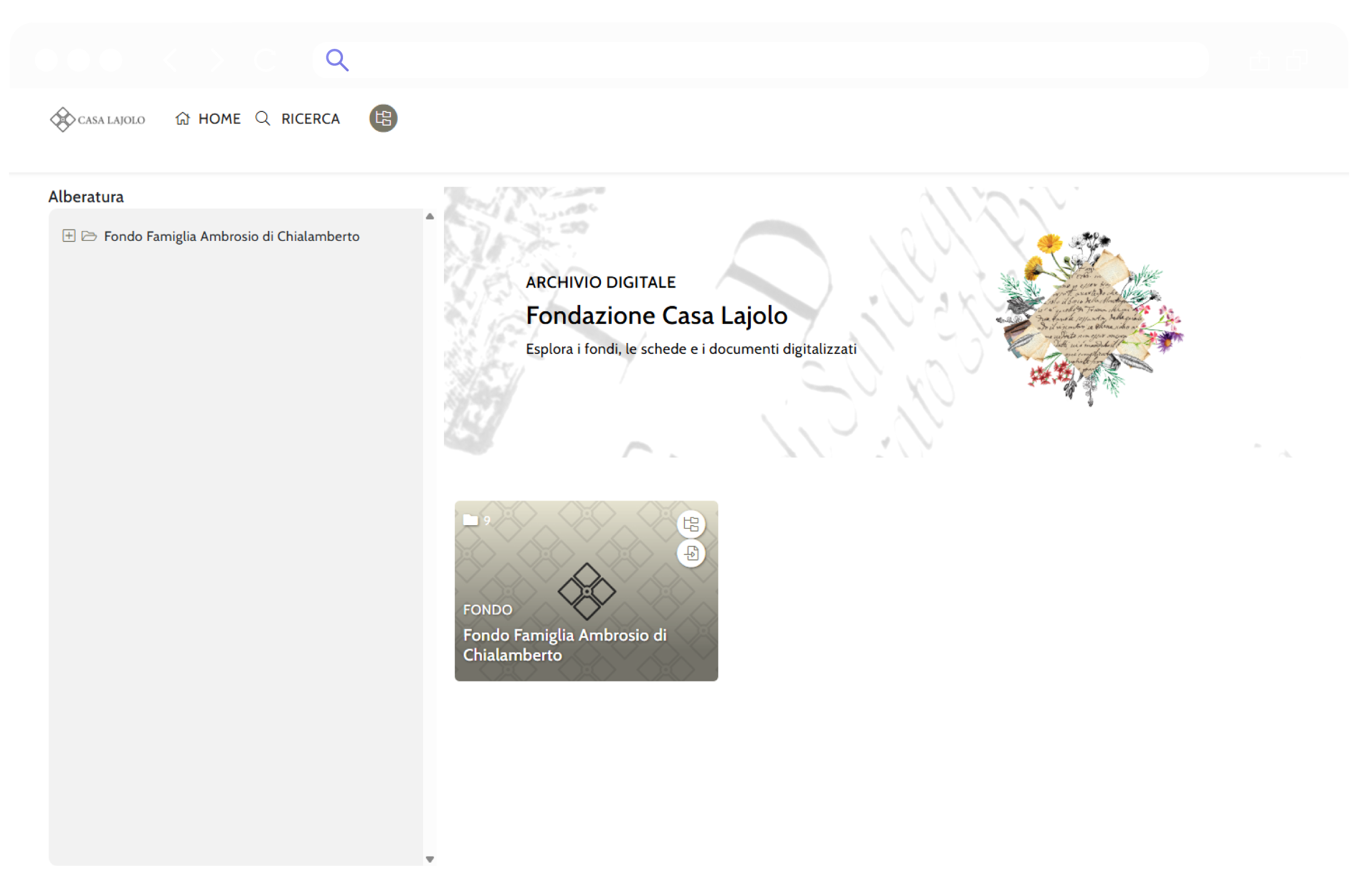 Pagina principale dell'Archivio digitale di Casa Lajolo