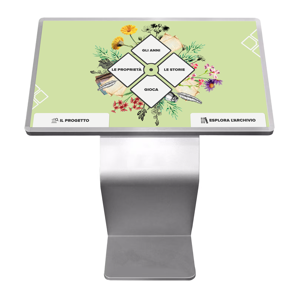 Mockup del totem touch di Fondazione Casa Lajolo